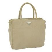 Prada Vintage Pre-owned Nylon handvskor Beige, Dam