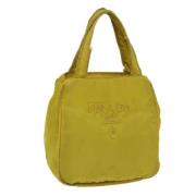 Prada Vintage Pre-owned Nylon handvskor Yellow, Dam