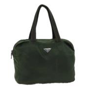 Prada Vintage Pre-owned Nylon handvskor Green, Dam