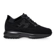 Hogan Svarta Interaktiva Mocka Sneakers med Patentdetaljer Black, Dam