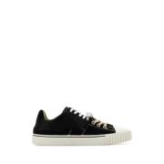 Maison Margiela Stiliga Svarta Läder- och Canvas Sneakers Black, Dam