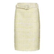 Rotate Birger Christensen Gul Bouclé Tweed Pennkjol Yellow, Dam