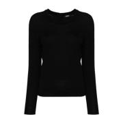 Liu Jo Svart Stickad Crew Neck Tröja Black, Dam