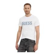 Guess Slim Bomull Logo Print T-shirt White, Herr