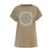 Guess Flytande Logo Strass T-shirt Green, Dam