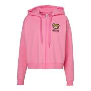 Moschino Zip Hoodie Pink, Dam