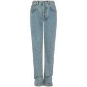 Moschino Blå High-Waisted Straight Leg Jeans Blue, Dam