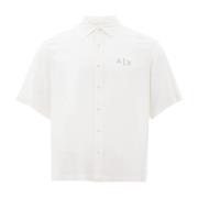 Armani Exchange Vit Viskos Skjorta Klassisk Stil White, Herr