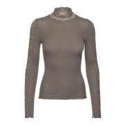 Rosemunde Falcon Lace Top Långärmad Gray, Dam