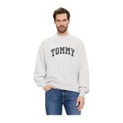 Tommy Jeans Broderad Logotyp Bomullströja - Grå Gray, Herr