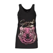 Cavalli Class Elegant tryckt tanktop med breda axlar Black, Dam