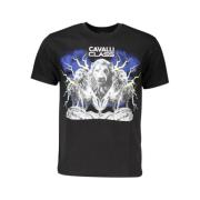 Cavalli Class Elegant Svart Tee med Klassiskt Tryck Black, Herr