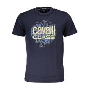 Cavalli Class Blå Bomull Logo Print T-shirt Blue, Herr