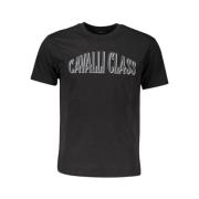 Cavalli Class Elegant bomullst-shirt med utsökt tryck Black, Herr