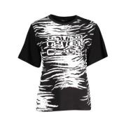 Cavalli Class Elegant Logo T-shirt med kvadratiskt tryck Black, Dam