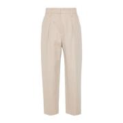 Brunello Cucinelli Beige Byxor Aw24 Dammode Beige, Dam