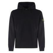 Stone Island Svart Bomull Huvtröja Black, Herr