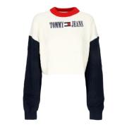 Tommy Hilfiger Vit Arkiv Ballongärm Tröja White, Dam