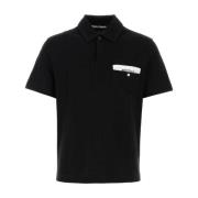 Palm Angels Svart Piquet Polo Tröja Black, Herr