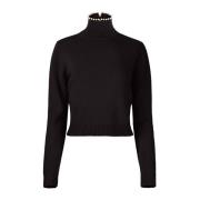 Nina Ricci Svart Pärlstickad Turtleneck Black, Dam