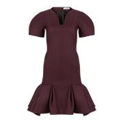 Nina Ricci Röd Ull Peplum Klänning Red, Dam