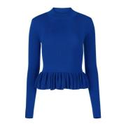 Nina Ricci Blå Ruffle Peplum Tröja Blue, Dam