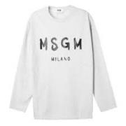 Msgm Logo Print T-Shirt Gray, Herr