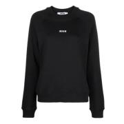 Msgm Svart Logo Print Sweatshirt Black, Dam