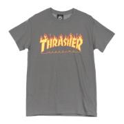 Thrasher Flame Tee Herr T-shirt Kolgrå/gul Gray, Herr