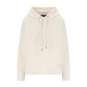 Max Mara Weekend Ivory Mirko Hoodie med Asymmetrisk Skärning Beige, Da...