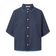 Nué Notes Rhodes Blouse i Peacoat Bomull Blue, Dam