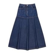 Munthe Denim Flare Kjol Indigo Blue, Dam