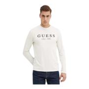 Guess Logo Print T-shirt - Vit Stretch White, Herr