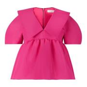 Nina Ricci Rosa Taffeta Babydoll Top Pink, Dam