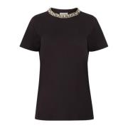 Nina Ricci Svart Beaded Neckline T-Shirt Black, Dam