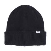 Obey Svart Ribbstickad Beanie Mössa Black, Herr