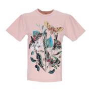 Obey Rosa Lera Mott Tryck Tee Kvinnor Pink, Dam