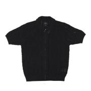 HUF Monogram Jacquard Zip Polo Sweater Black, Herr