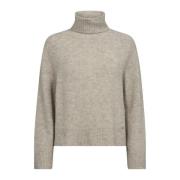 MOS Mosh Fjädergrå Rollneck Stickad Tröja Gray, Dam