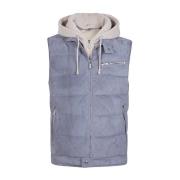 Eleventy Biker Suede Cashmere Gilet Blue, Herr