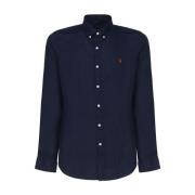 Ralph Lauren Blå Linne Button-Down Skjorta Blue, Herr