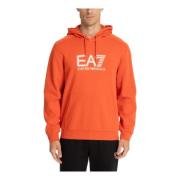 Emporio Armani EA7 Dragsko Hoodie med Logoficka Orange, Herr