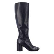 MM6 Maison Margiela Svarta läderboots med midihöjd Black, Dam