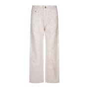 P.a.r.o.s.h. Vit Paljett Straight-Leg Jeans White, Dam