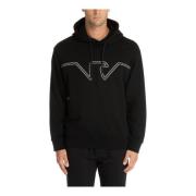 Emporio Armani Dragsko Enfärgad Logotyp Broderad Hoodie Black, Herr