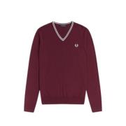 Fred Perry Klassisk V-ringad tröja Burgundy Red, Herr