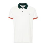 Vivienne Westwood Vit Polo Skjorta med Orb Logo White, Herr