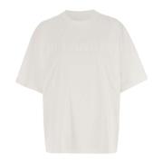 Jil Sander Bomull T-shirt med Präglat Logotyp White, Dam