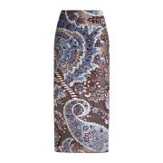 Etro Blå Blommig Paisley Velvet Pennkjol Multicolor, Dam