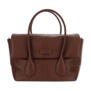 Tod's Kalvskinn Handväska Flap Stängning Brown, Dam